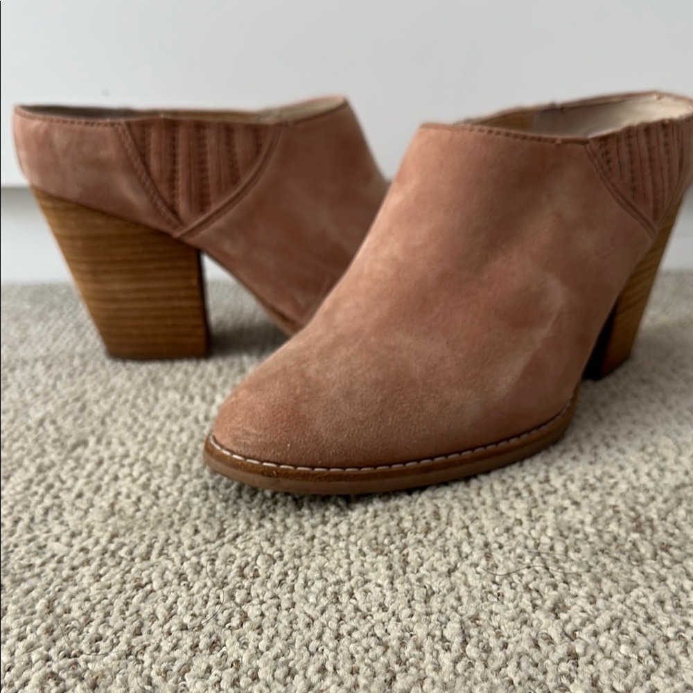 Jeffrey Campbell blush Suede Mules with Block Heel